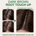 Root touch up i mørkebrun før og efter resultat