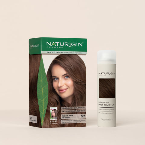 lys askebrun hårfarve med root touch spray