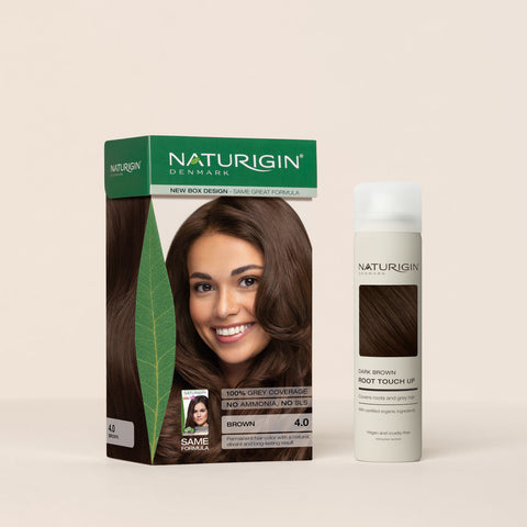 brun hårfarve med root touch spray