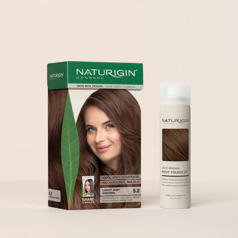 lys askebrun hårfarve med root touch spray