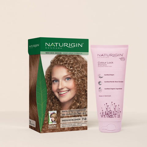 medium blonde 7.0 hårfarve med en shampoo