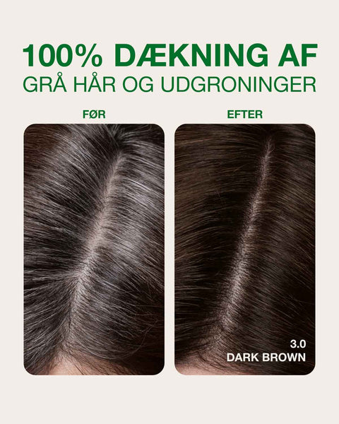dæking af grå hår med moerkebrun