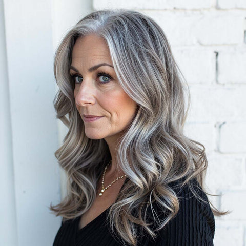 naturlig grå hår i en balayage